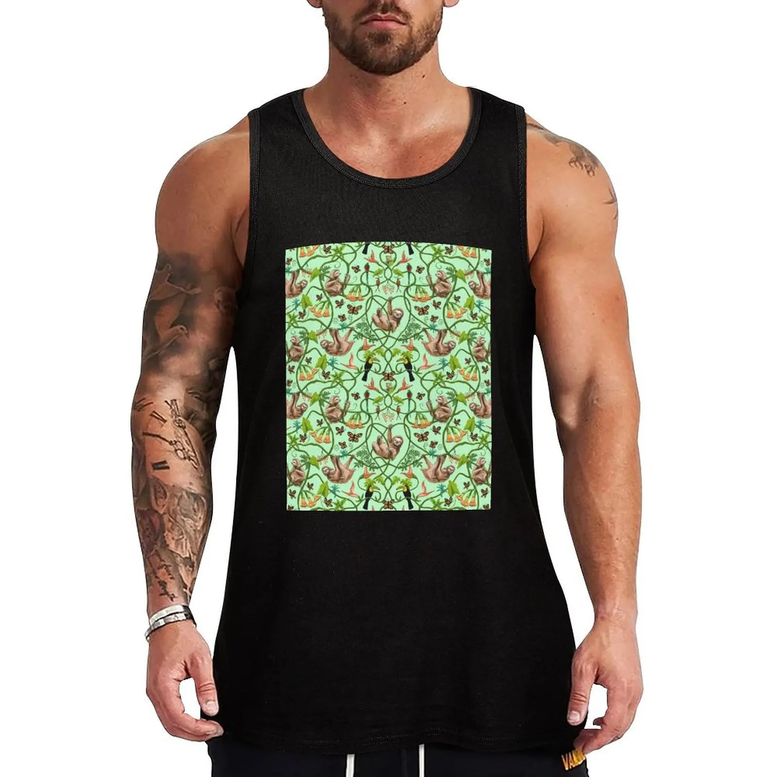 Sloths, Butterflies and Birds Tank Top Anti Shrink Tank Top Durable Casual Sleeveless Shirt