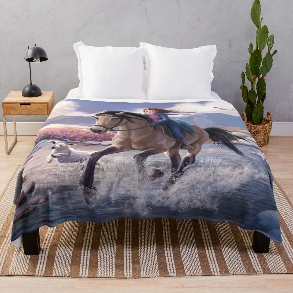 

StarStable Horse Wallpaper Throw Blanket Plaid on the sofa Moving Bed linens Stuffeds Blankets