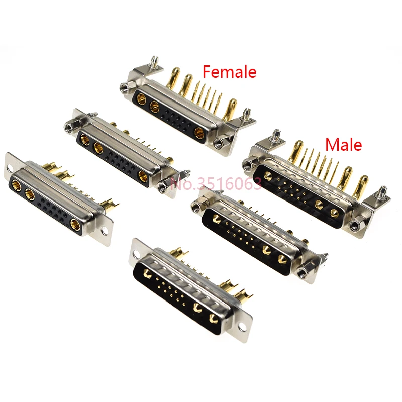 1Pcs 13w3 30A Gold Plated Male Female High Current Power Connector D-Sub Adapter Solder/Plug-in Type 10+3 Plug Jack 13Pin DB