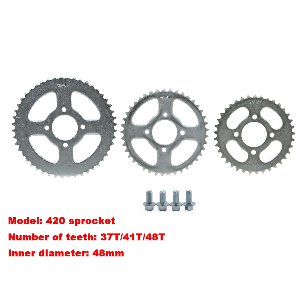 420 chain 37T/41T/48T tooth inner diameter 48mm motorcycle sprocket rear sprocket gear suitable for 110cc 125cc 140cc pit bikes