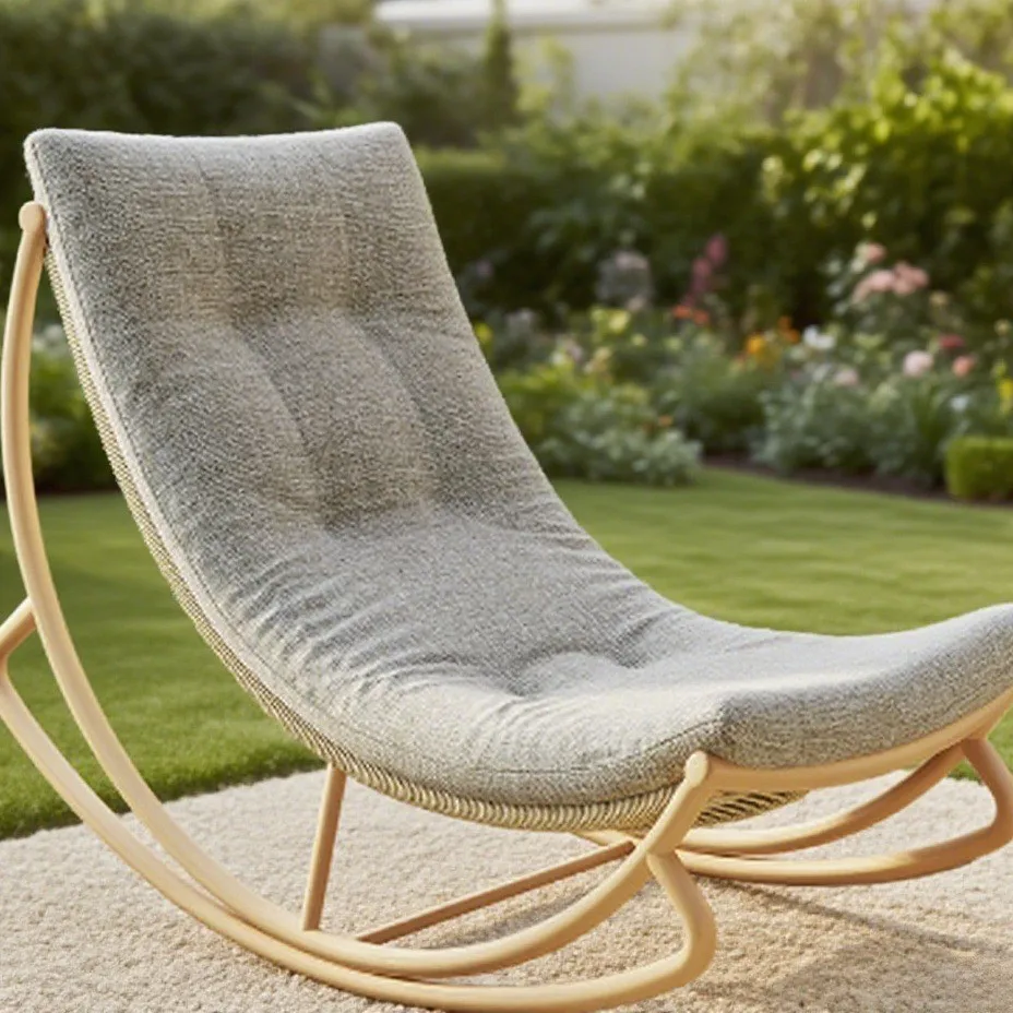 Hotels Courtyards Dining Leisure Sitting Lying or Sleeping for Modern Design Portable Outdoor Metal Rattan Rocking Chair