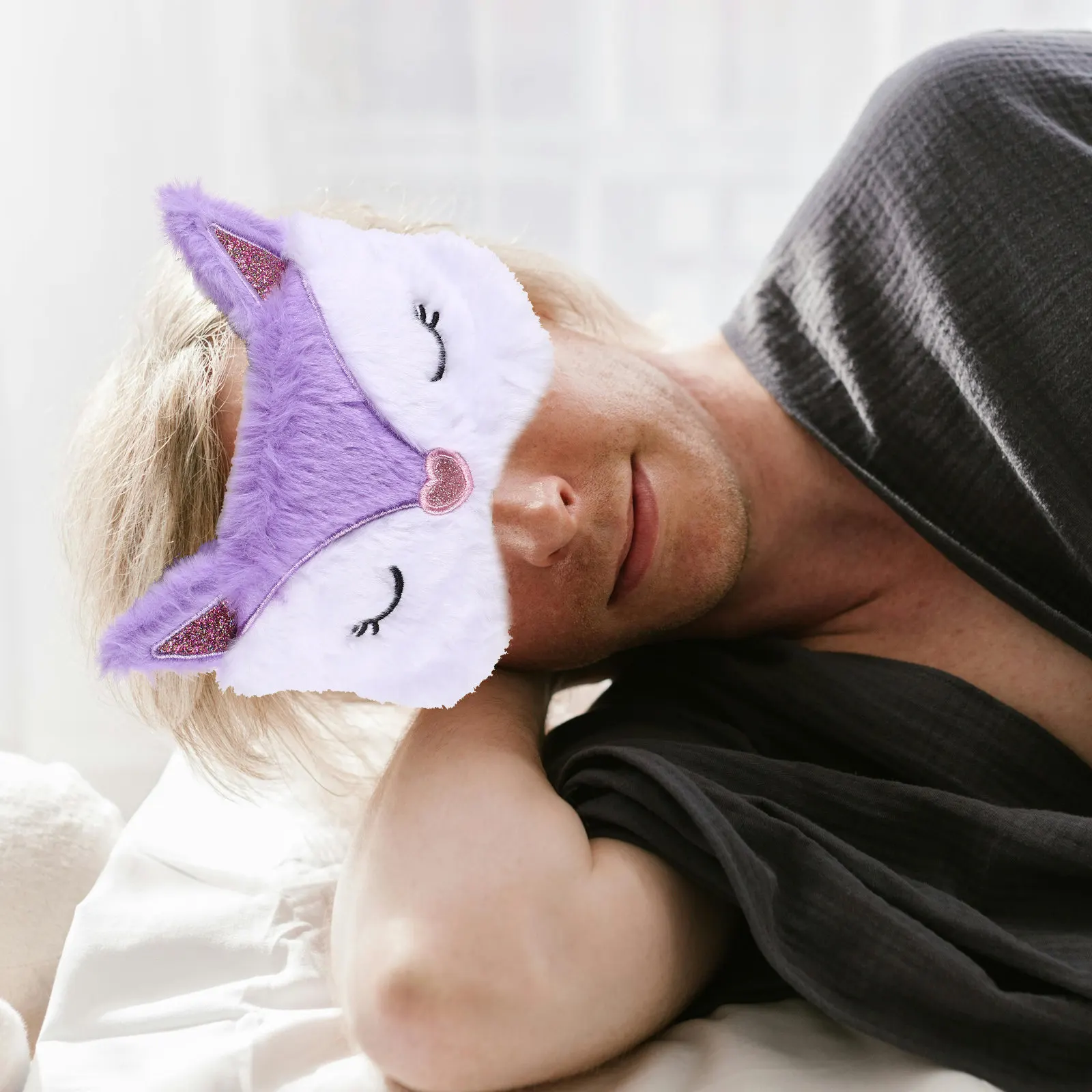 2Pcs Whimsical Fox Rabbit Sleep Mask Set Light Blocking Eye Cover Soft Touch Ergonomic Design for Girls Women Kids Nap Rest