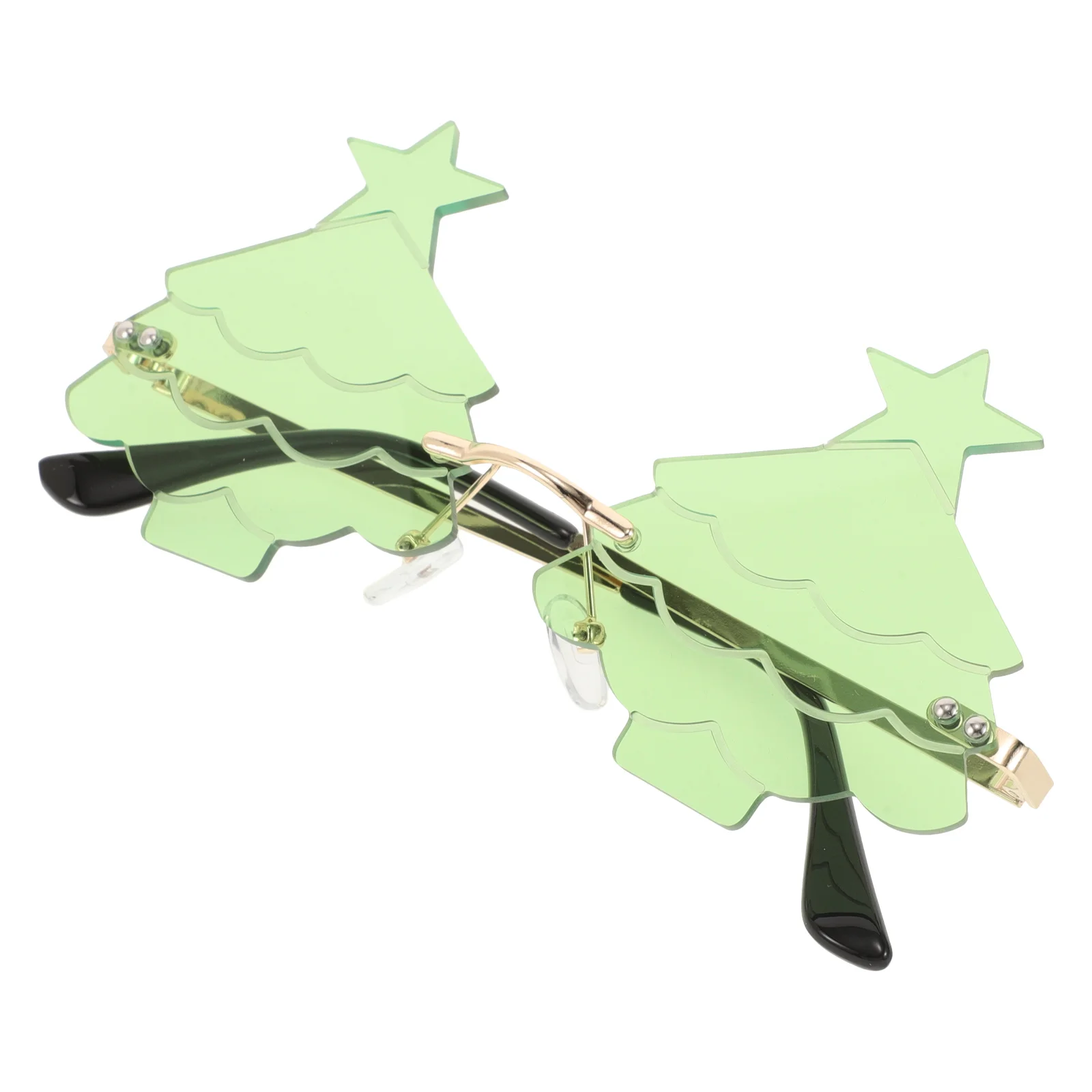 

Metal Sunglasses Fun Glasses for Party Light Green Christmas Tree Rimless Eyewear Holiday Prop Decor Practical Accessory