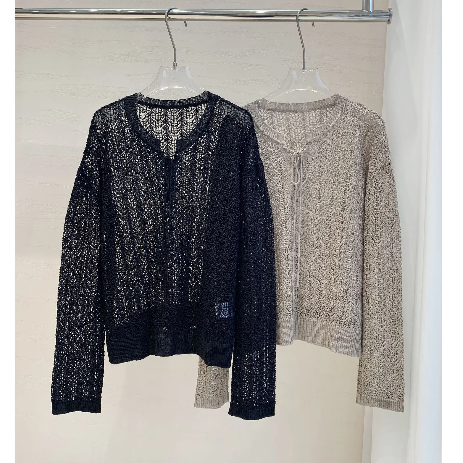 Women's Early Autumn New All-match Hollow-out Lace-up Sweater