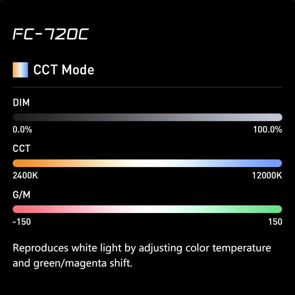 Nanlite FC-720C 750W RGBW Full Color LED Light 2400-12000K CRI95 Bowens DMX App for Studio Filmmaking