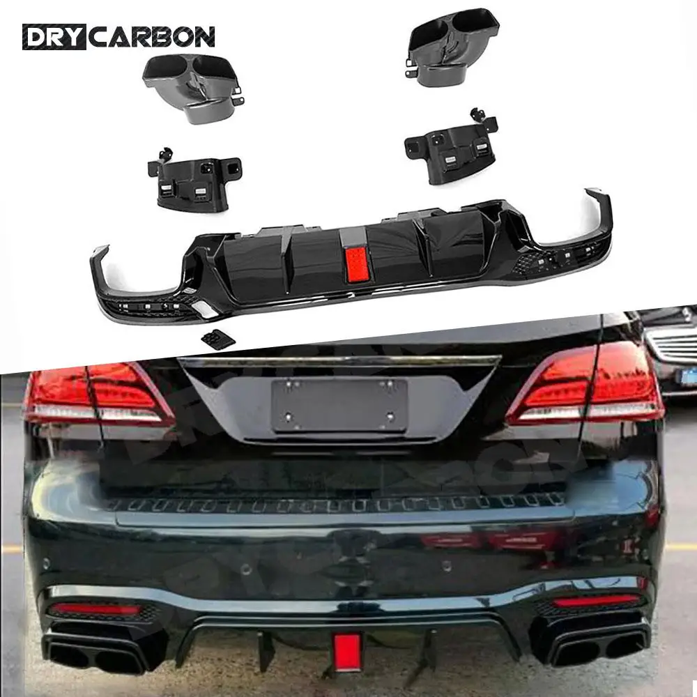 B Style Rear Bumper Diffuser for Benz GLE GLS Class W166 X166 GLE 450 GLE63 AMG Sport SUV 2015 2016 2017 2018 Car Accessories