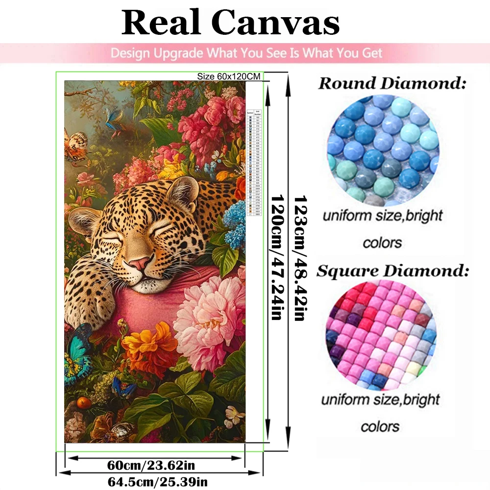 Large Peony Leopard Diamond Painting New 2025 Full Square Round Diamond Embroidery Flower Animal Diy Handmade Gift Home Decor