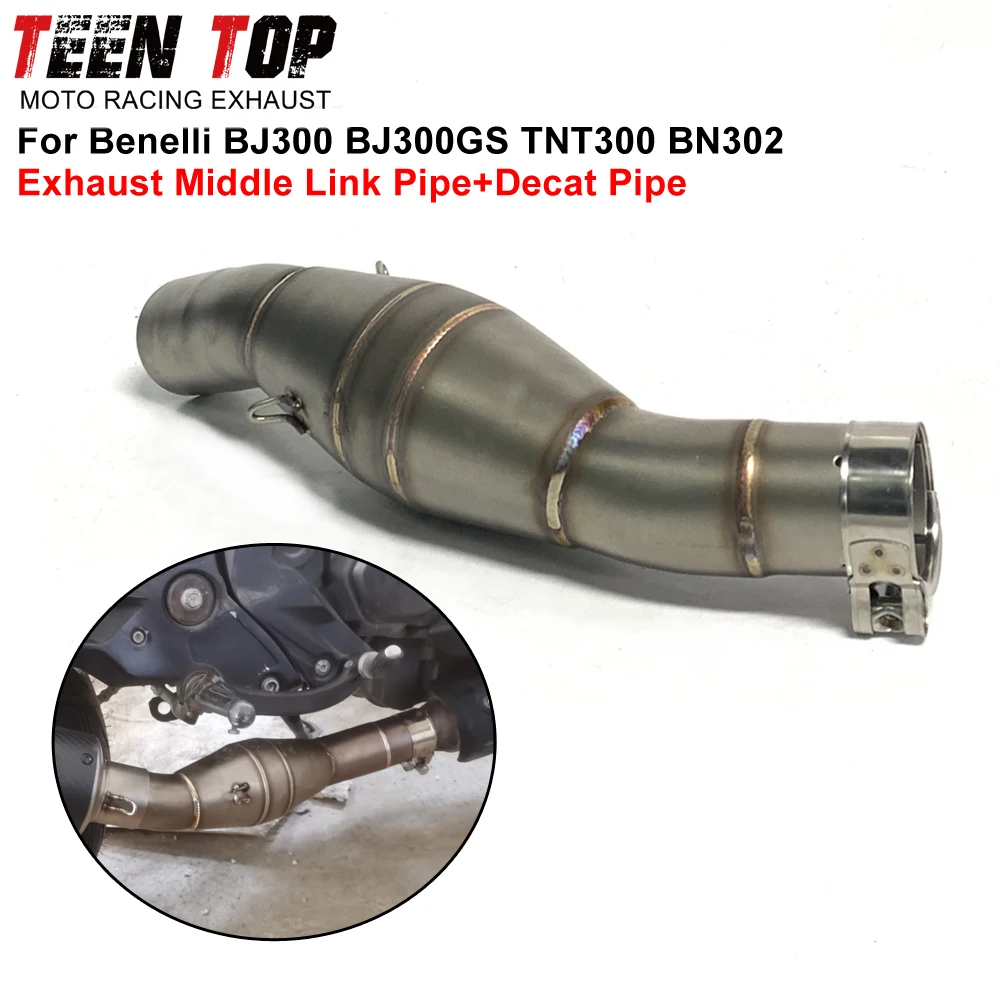 For Benelli BN302 TNT300 Decat Pipe Exhaust Middle Link Pipe Stainless Steel BN302 Exhaust Connection Pipe 51mm Tube
