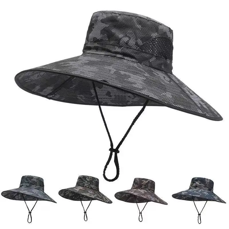 Men's Extra Wide Brim Sun Hat for Summer, Outdoor Hiking Fishing Cap with Large Brim, UV Protection Bucket Hat