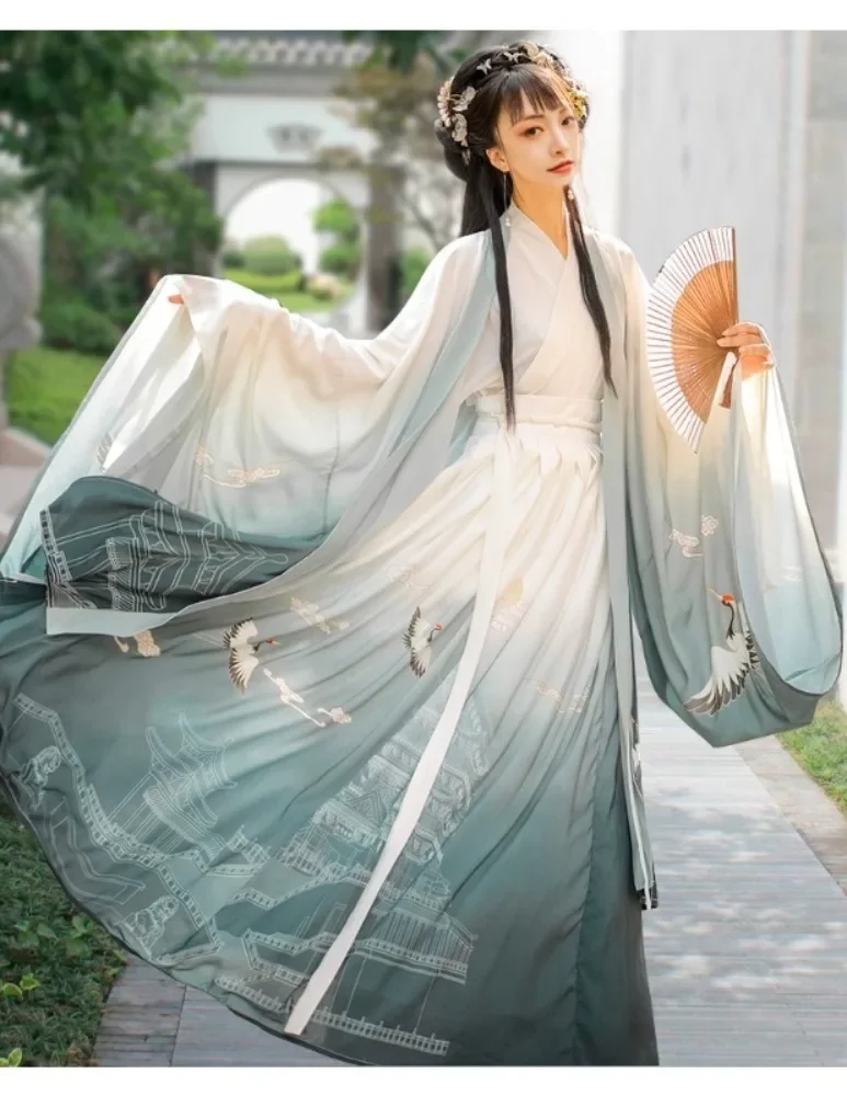 

Модная одежда Hanfu, платье для женщин, уличная одежда, винтажная, повседневная, элегантная, в этническом стиле, Сказочная традиционная китайская одежда