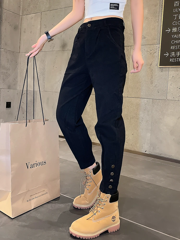 

Spring Autumn Fashion Slim Fit Pants 2023 Black HighStreet Gothic Ankle Zipper Jeans Trouser For women