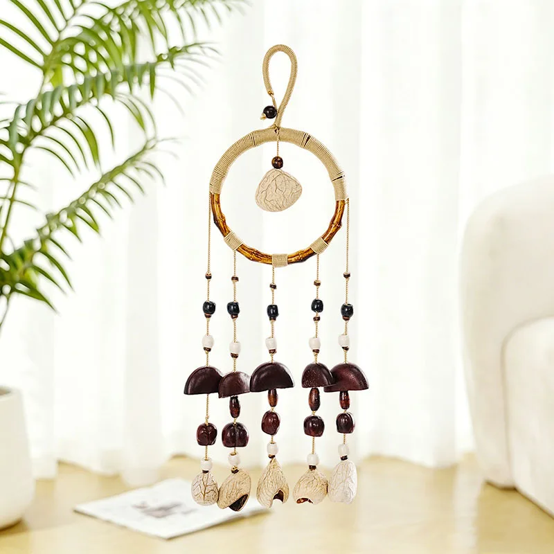 Handmade Eco Zen Natural Fruit Shell Hanging Bell Soothing Sound Therapy Bell Bohemian Wind Chimes for Yoga Souvenir Gift