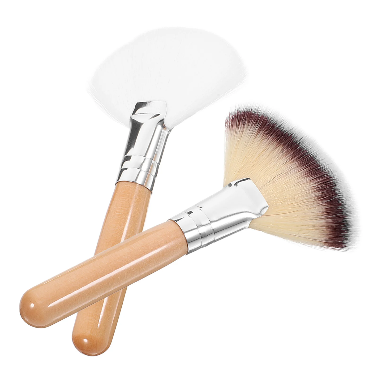 2 pçs maquiagem facial premium cabelo de náilon macio denso para fundação blush pó alça longa escova facial configuração pó escova compõem