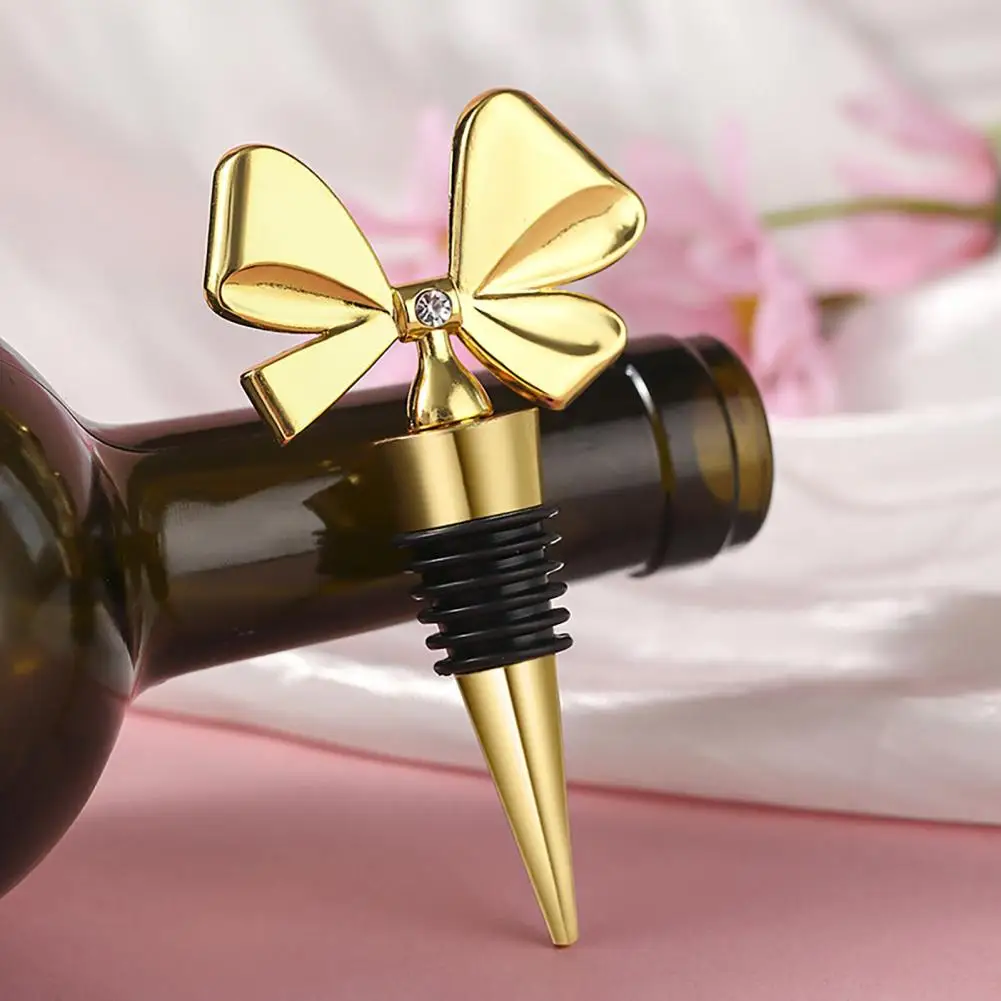 

Airtight Wine Seal Bow Design Wine Stopper Elegant Bow Design Wine Stopper Silicone Beer Bottle Cap Sealer Set for Champagne