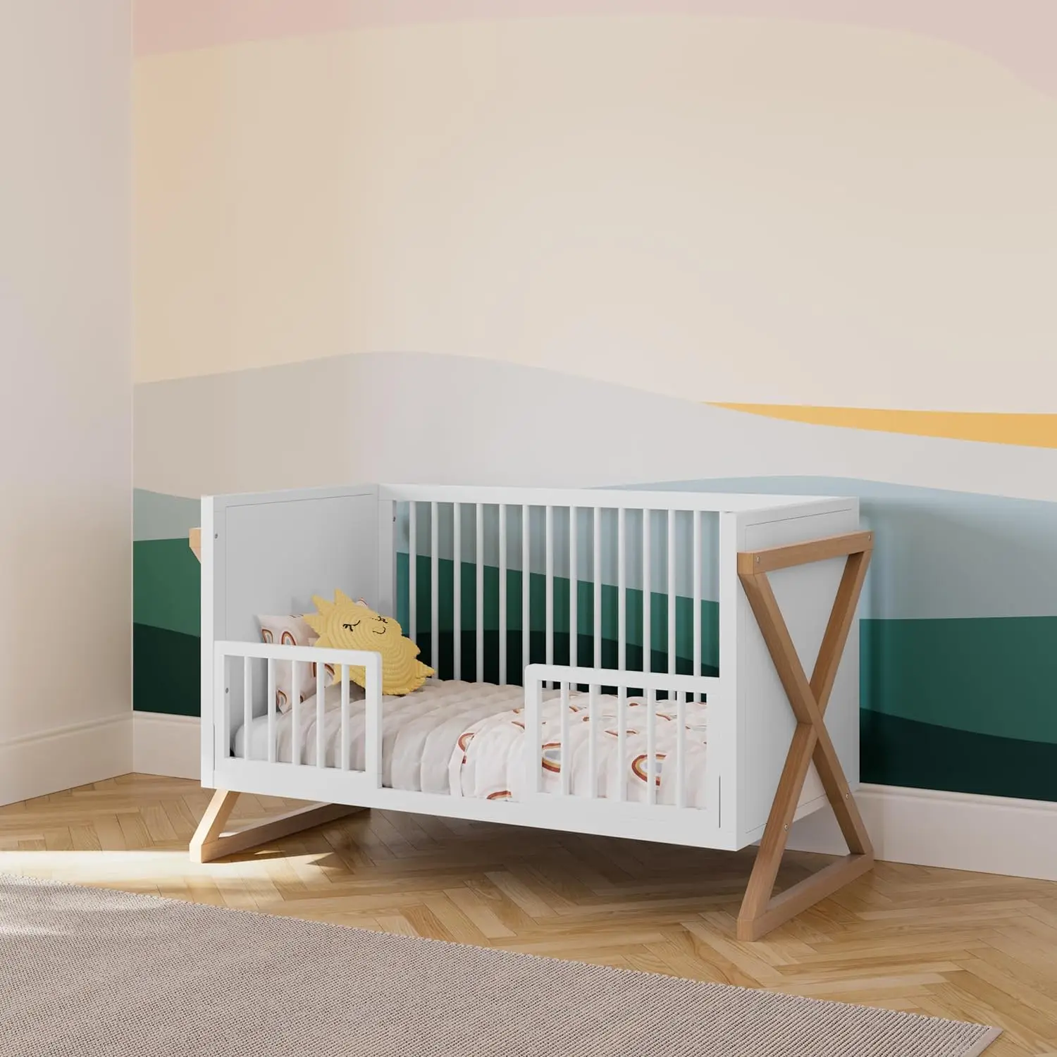 Storkcraft Equinox culla convertibile 3 in 1 (Driftwood Vintage) si converte facilmente in lettino e Daybed per bambini, regolabile in 3 posizioni