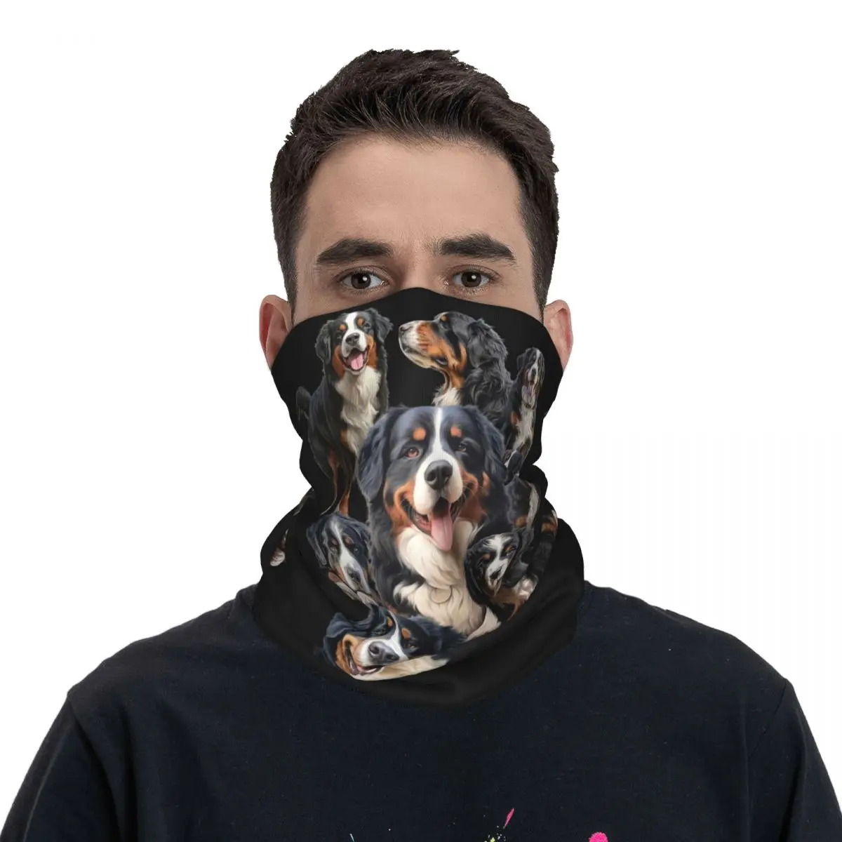 Bernese Mountain Dog (12) Bandana Neck Cover Printed Magic Scarf Multifunction FaceMask Hiking Fishing Unisex Adult Winter