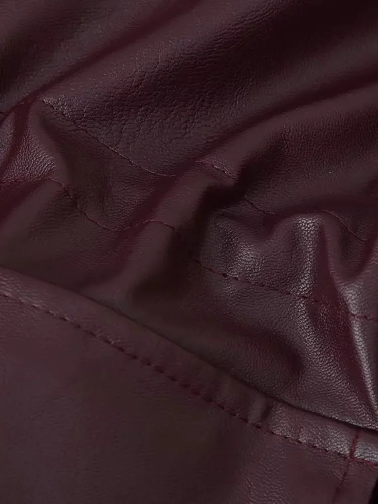 여성 가을 겨울 가죽 패션 벨트 지퍼 재킷 여성 스탠드 칼라 긴팔 포켓 오토바이 코트 스트리트 여성 상의