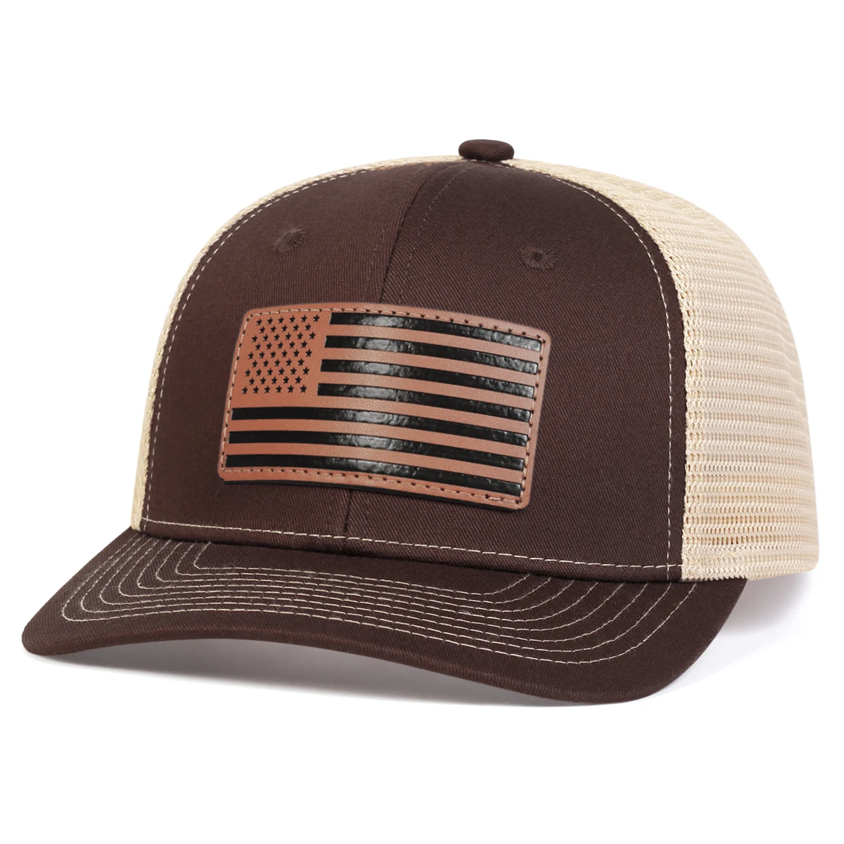 1piece Unisex American Flag Leather Label Baseball Net Caps Spring and Summer Outdoor Adjustable Casual Hats Sunscreen Hat