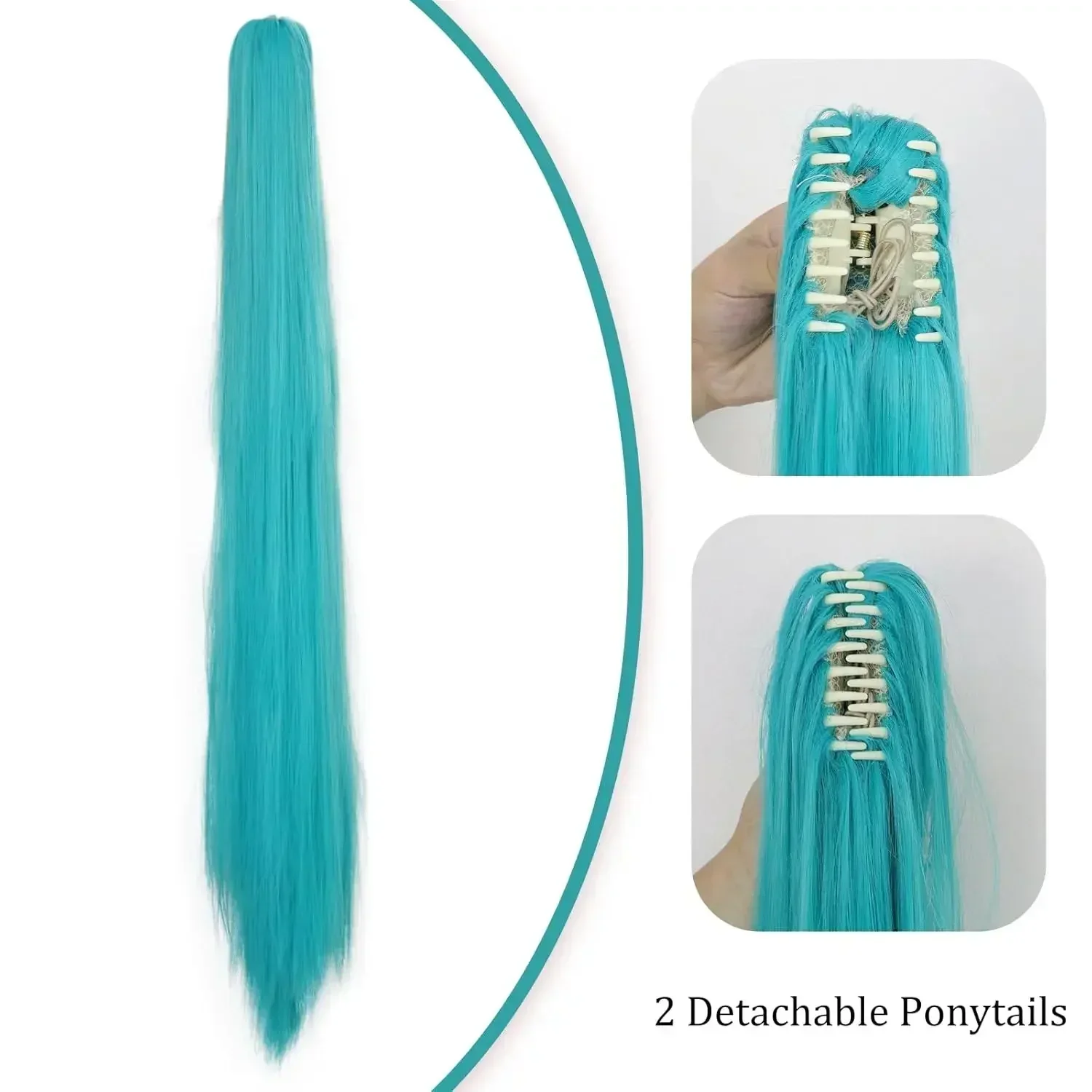 Hatsune Miku Cosplay perruque pour femmes longue rose lac bleu résistant à la chaleur perruques synthétiques Clips 2 queues de cheval Lolita perruque pour Halloween