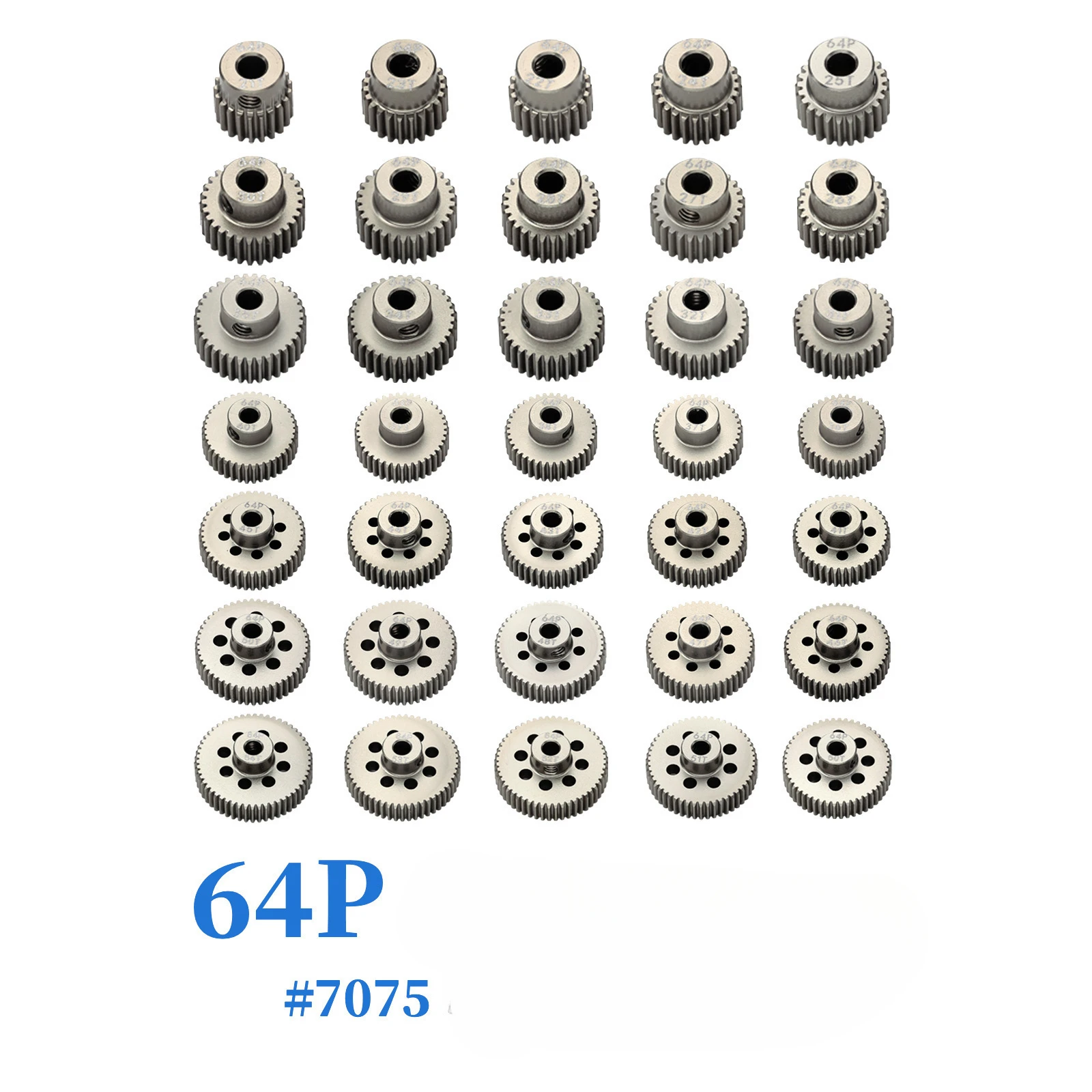 Metal Gears 64P Motor Teeth for 1/10 Flat Road Vehicle RC Car Parts 21-54T 7075 Aluminum Hardening Treatment