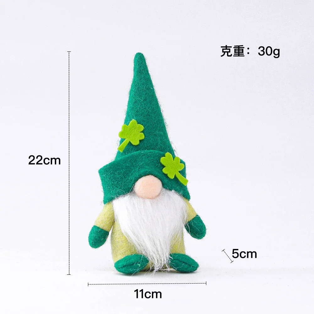 Plush St Patricks Day Gnome Doll Stuffed Doll Clover Leprechaun Plush Doll Green Elf Swedish Plush Gnomes Toy Girl Gift