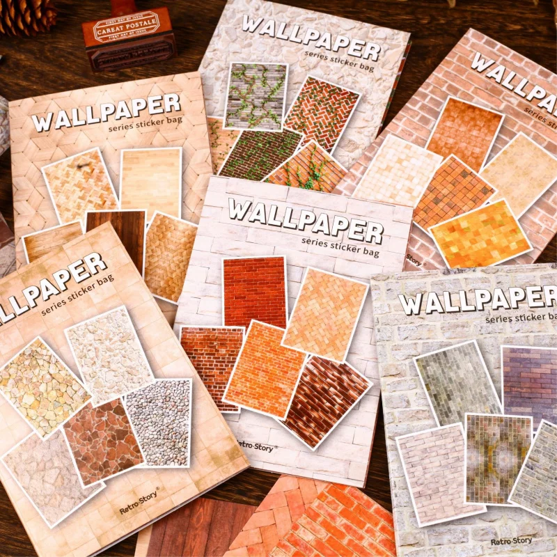 1pack/10pcs Retro Wall Decal Background Stickers Ornate Patterns DIY Handmade Album Scrapbooking Decorative Paper Supplies - view 3