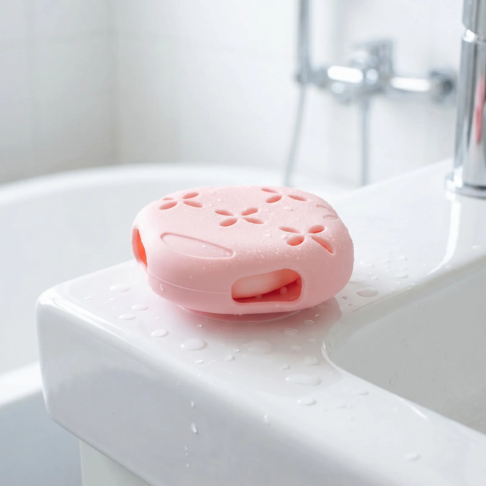 3 Inch Silicone Shower Steamer Tray Round Draining Soap Dish Non Slip Bath Hanger Bathroom Vanity Bath Counter Tray