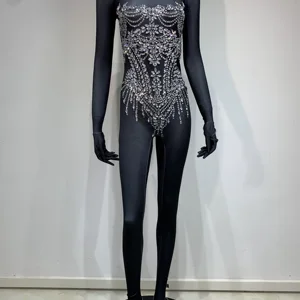 Stock funkelnde Strassstürme, die weibliche Overalls sexy Clubparty in der Nacht Distanz Dancer Dancer Bühne ausführen Kostüm ausführen 6 Hauptverkäufe Drag Queen Clothing - №3
