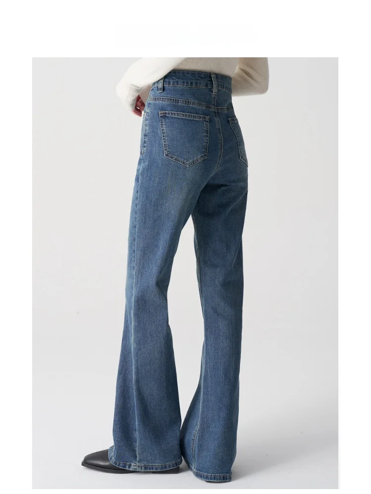 

Джинсы-колокольчики с высокой талией, женские утягивающие прямые брюки, расклешенные брюки с микро-расклешенными брюками, длинные хлопковые эластичные джинсы