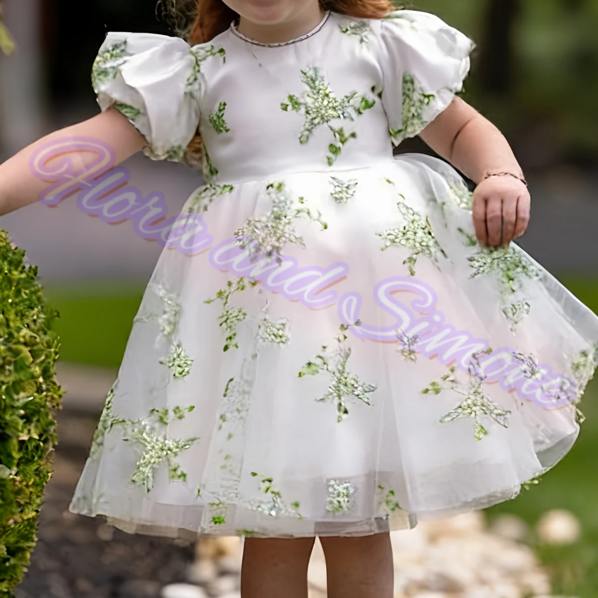 تخصيص نمط الأزهار نمط رشيقة قصيرة الأكمام زهرة فتاة فساتين لحفل الزفاف ثوب مسائي مأدبة مهرجان