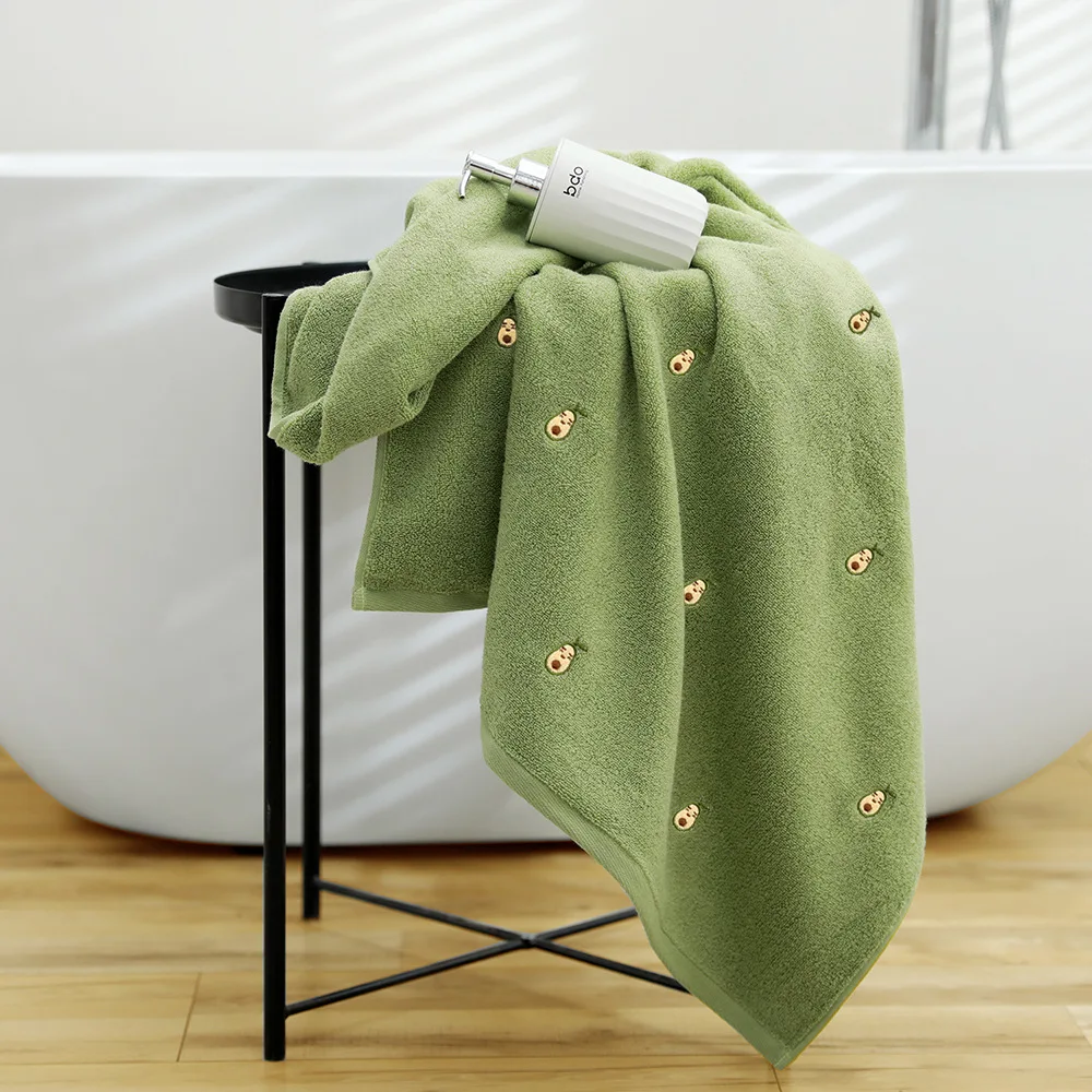 Avocado Embroidered Face Towel, Highly Absorbent, Super Soft Cotton Thick For Adults Kids, Home Bathroom Beach Swim Spa Towels