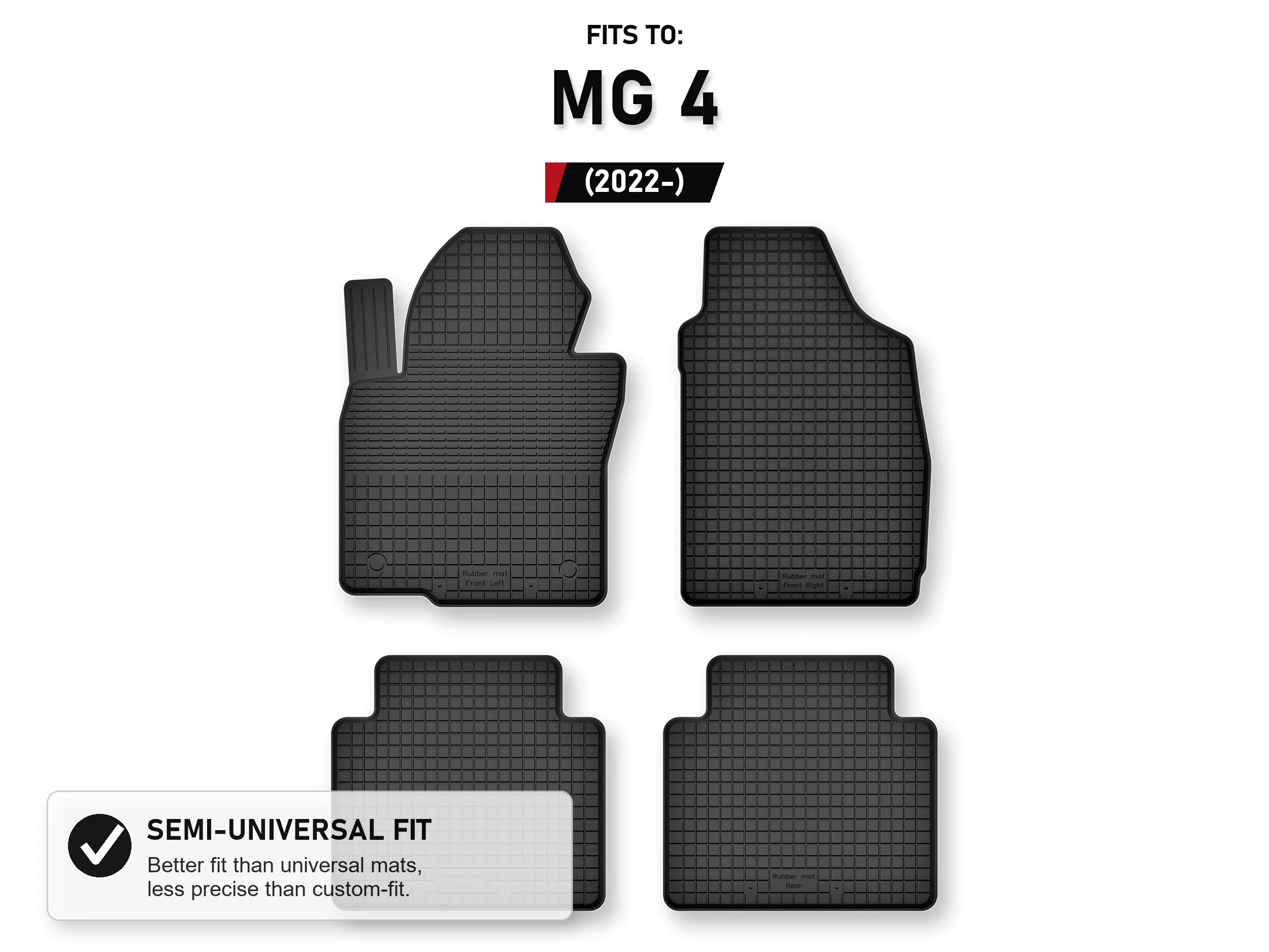 Rubberen matten, dienbladtype voor: Mg 4 2022- Hatchback, 4 stuks