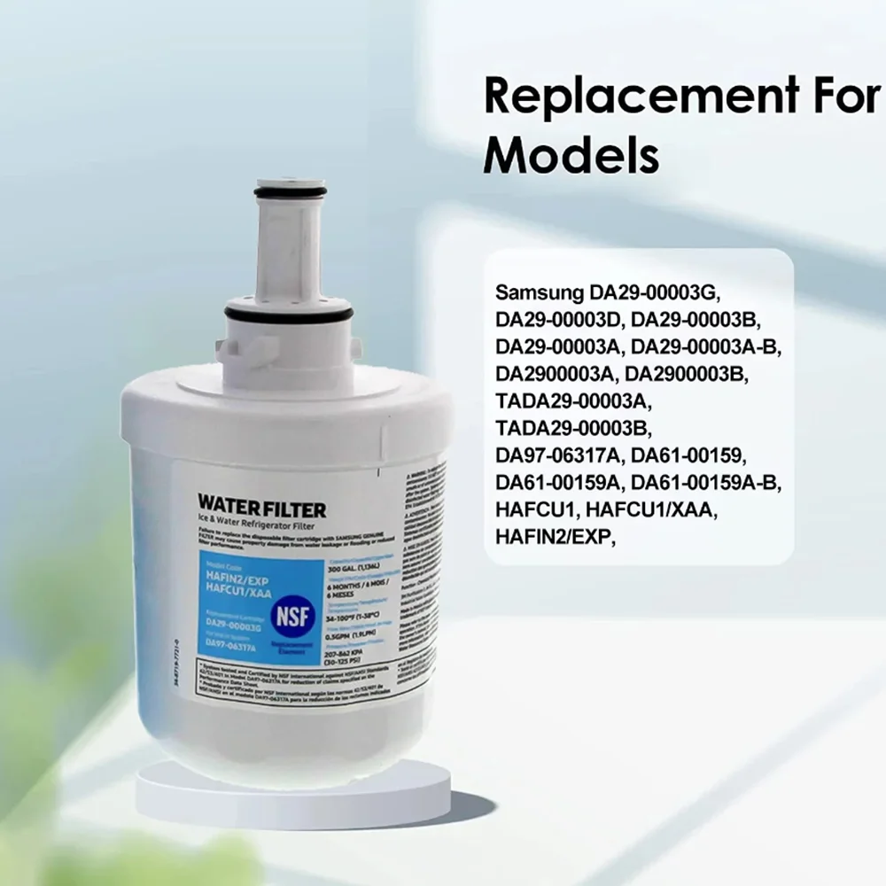 Replace Samsung product DA29-00003G refrigerator water filter for Samsung DA29-00003B, DA29-00003A, Aqua-Pure Plus.