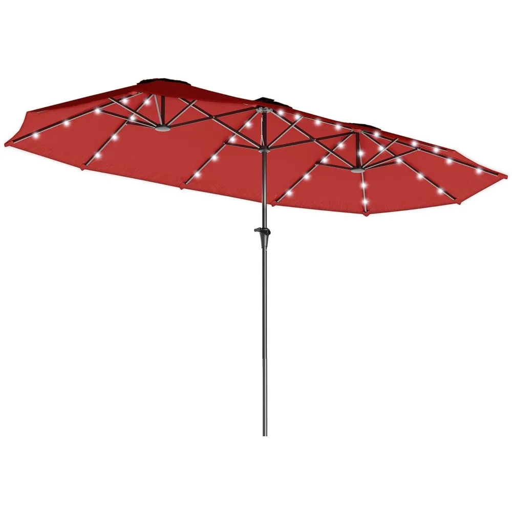 

13ft Large Patio Umbrella with Solar Lights, Rectangular Double-Sided Outdoor Market Umbrella with Crank Handle and, Customized