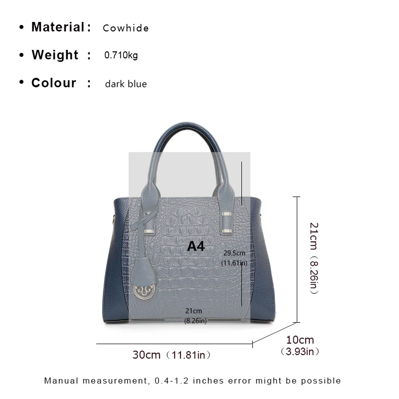 Nuova borsa da donna modello coccodrillo alla moda e Versatile, di alta qualità, borsa per pendolari in pelle bovina di grande capacità