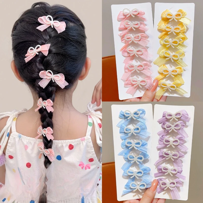 

2025 New Kids Hair Clips with Bows Girls Front Hair Barrettes for Bangs Flyaways Sweet Princess Hair Accessories for Toddlers