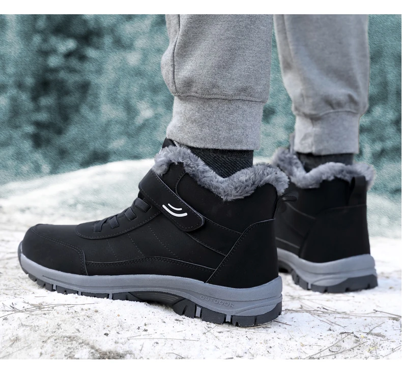 Unisex Winter Outdoor Berg-Baumwollschuhe Rutschfeste Warme Fleece-Gefütterte Wanderstiefel Wasserdichte Kältebeständige Schneestiefel 35-46 – Detail 36