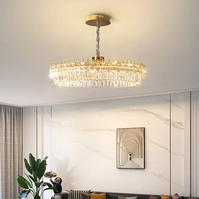 Modern Living Room Crystal Pendant Light Luxury French Cream Style Bedroom Light