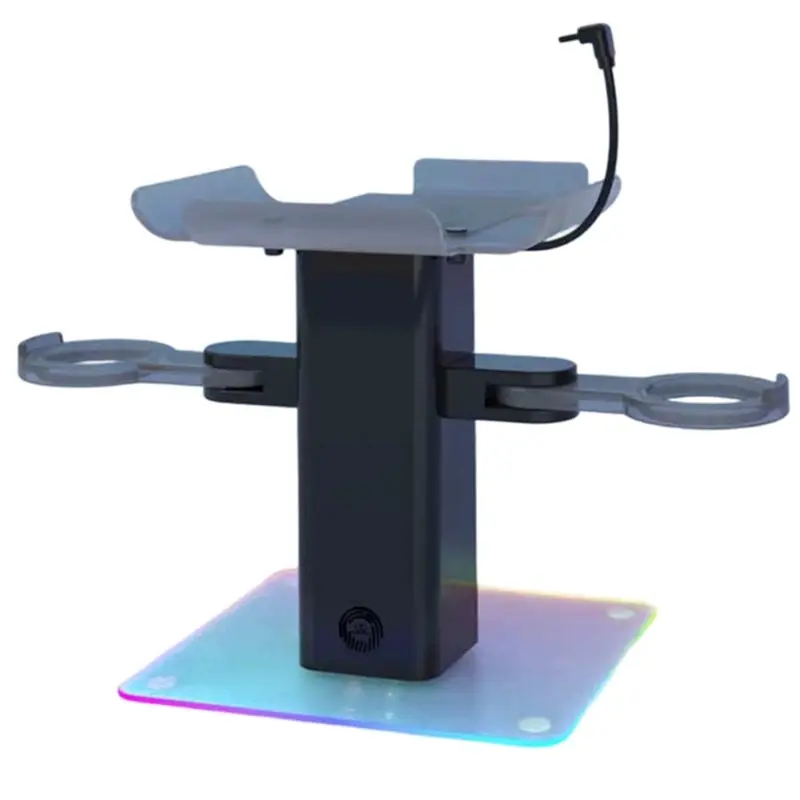 abzz-vr-ヘッドセットディスプレイスタンド-oculus-quest-2-3-3s-用-充電ドック、rgb-ライト、コントローラー収納ホルダー付き