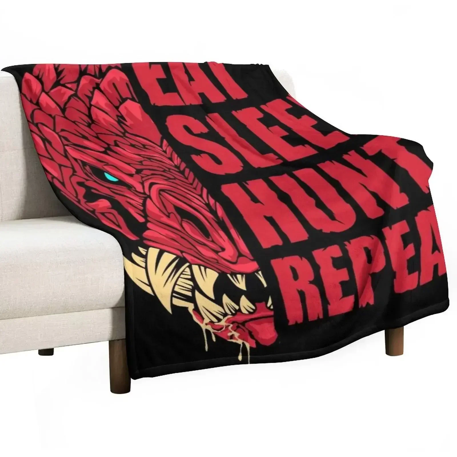 Eat sleep hunt repeat Odogaron Throw Blanket Blankets For Sofas Luxury Brand Cute Blankets