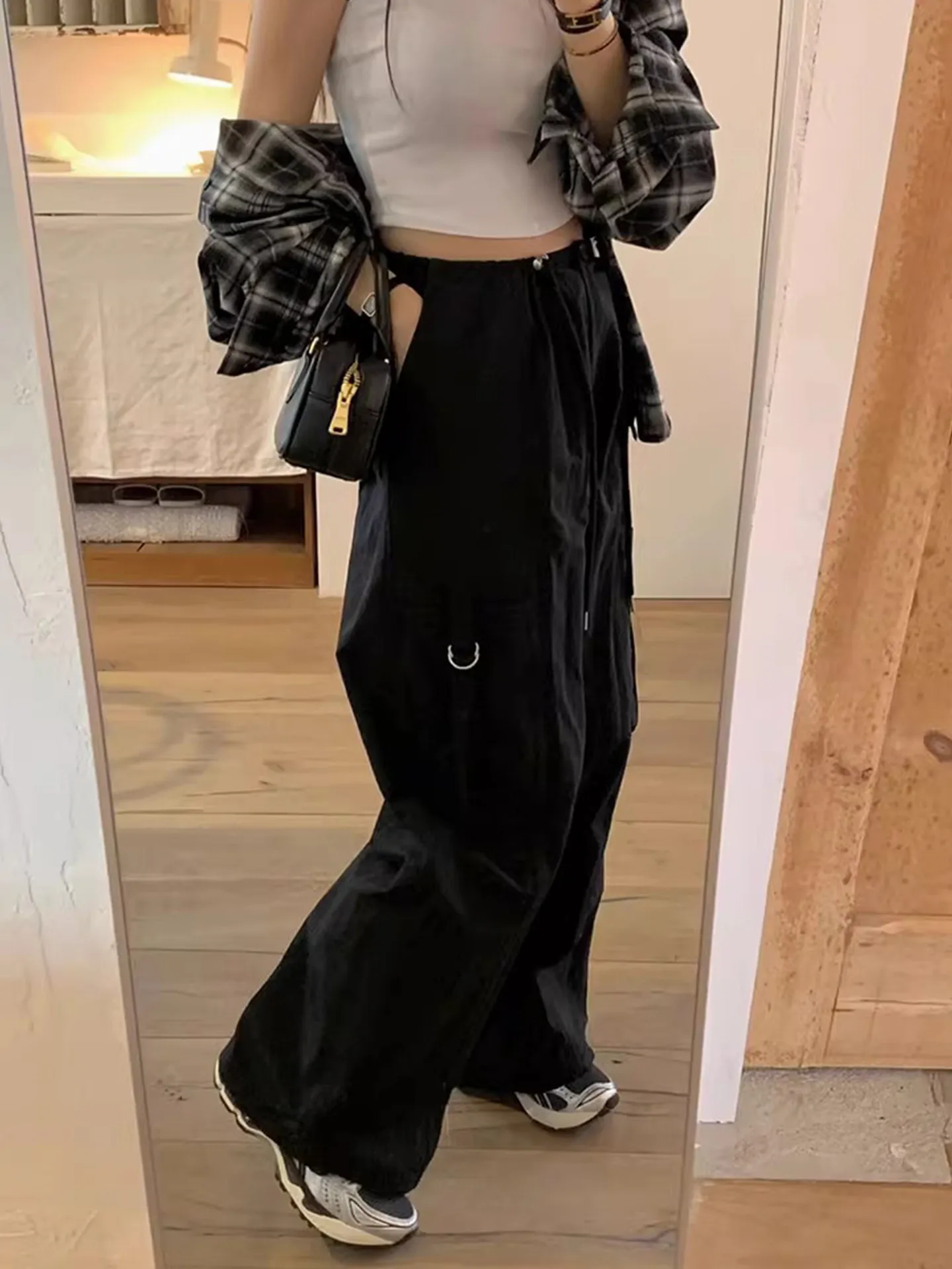 

Gagarich маленькие универсальные рабочие брюки с боковым карманом и шнурком, женские осенне-зимние однотонные повседневные прямые длинные брюки с высокой талией