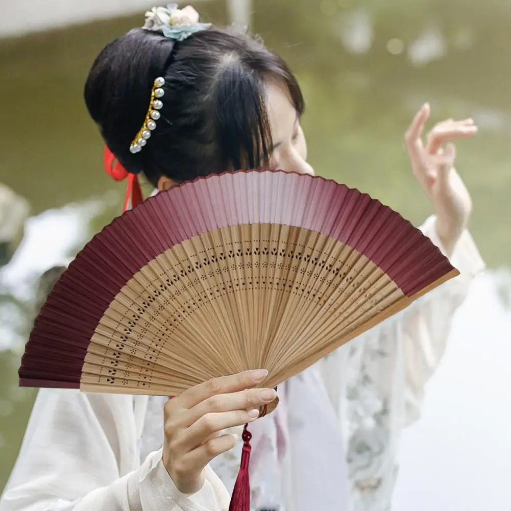 Craft Gift Non-breakable Wood Classical Dance Handheld Fan Daily Use