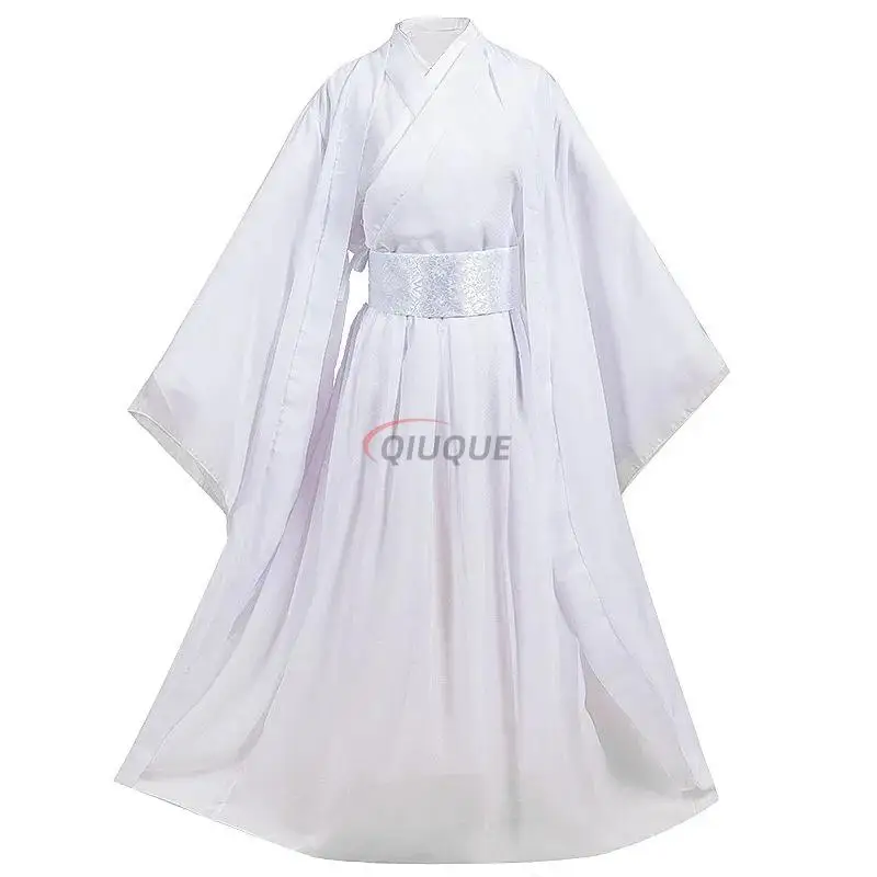 Tian Guan Ci Fu Xie Lian Cosplay Costume Bamboo Hat Wig Boots Xielian White Hanfu Anime Outfit Unisex Clothing