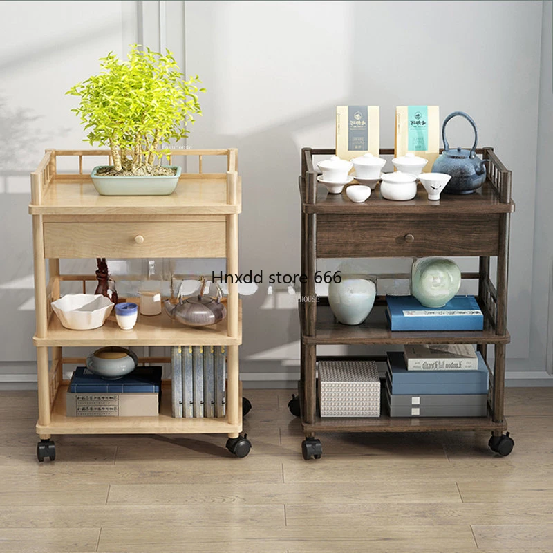 Modern Beauty Salon Solid Wood Design Trolleys Home Mobile Trolley Salon Furniture Barber Shop Special Tool Trolley Storage Rack