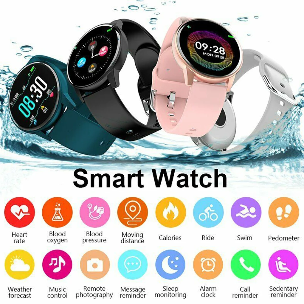 Smart Watch Bluetooth Heartrate Wristwatch Blood Pressure 1.3 Inch Round Dial Watch Call Reminder Bracelet, Pink