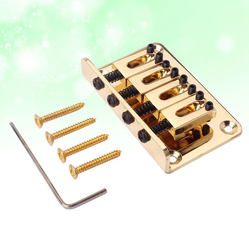 

Ga906 4 String Bass Bridge Metal Vintage Style Adjustable Height Solid Metal Guitar Golden Tone Top Load Strings