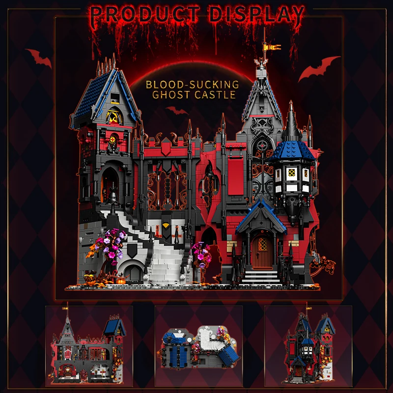 3540+Pcs European Vampire Castle Building Block Model | Large Size Castle Model Building Block Set | DIY Home Furnishings and Decorations | Halloween Christmas Gifts