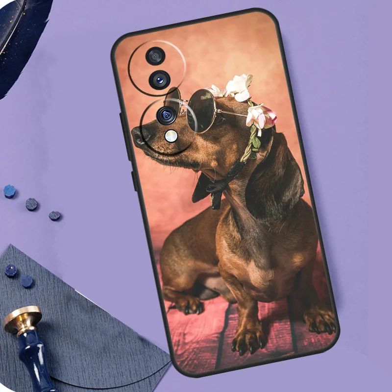Cute Dachshund Teckel Dackel Dog Phone Case For Honor 90 Lite 70 50 Magic 5 6 Pro X6 X7 X8 X9 X6a X7a X8a X9a X9b X8b Cover