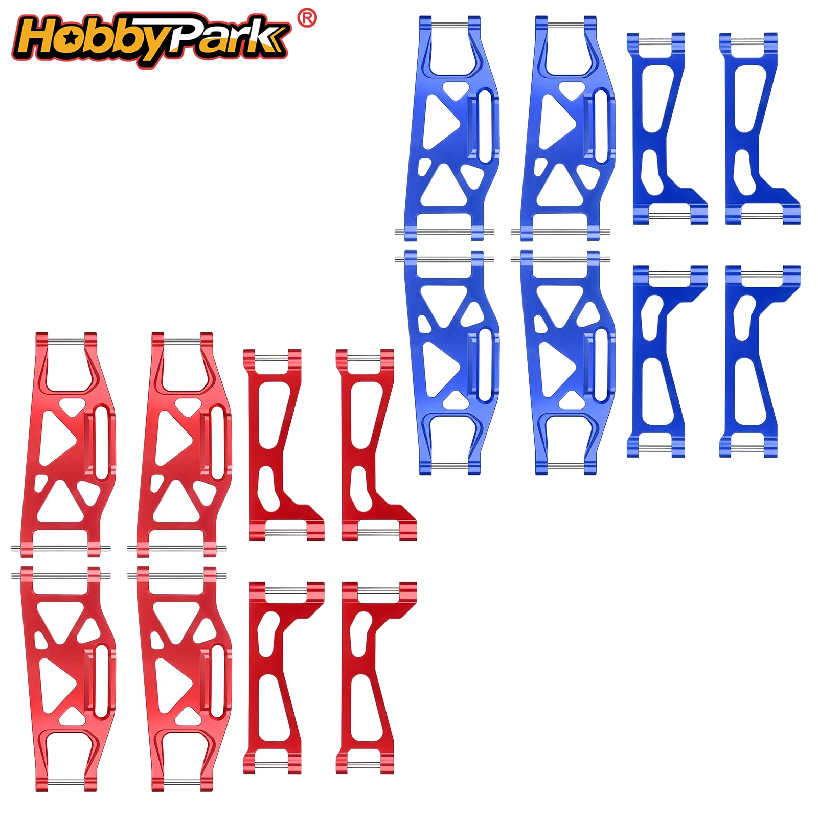 HobbyPark Upgrade-Kit für Aluminium-Aufhängungsarme mit Stiften für Traxxas WideMaxx vorne und hinten 8995 8998 8999 als Ersatz