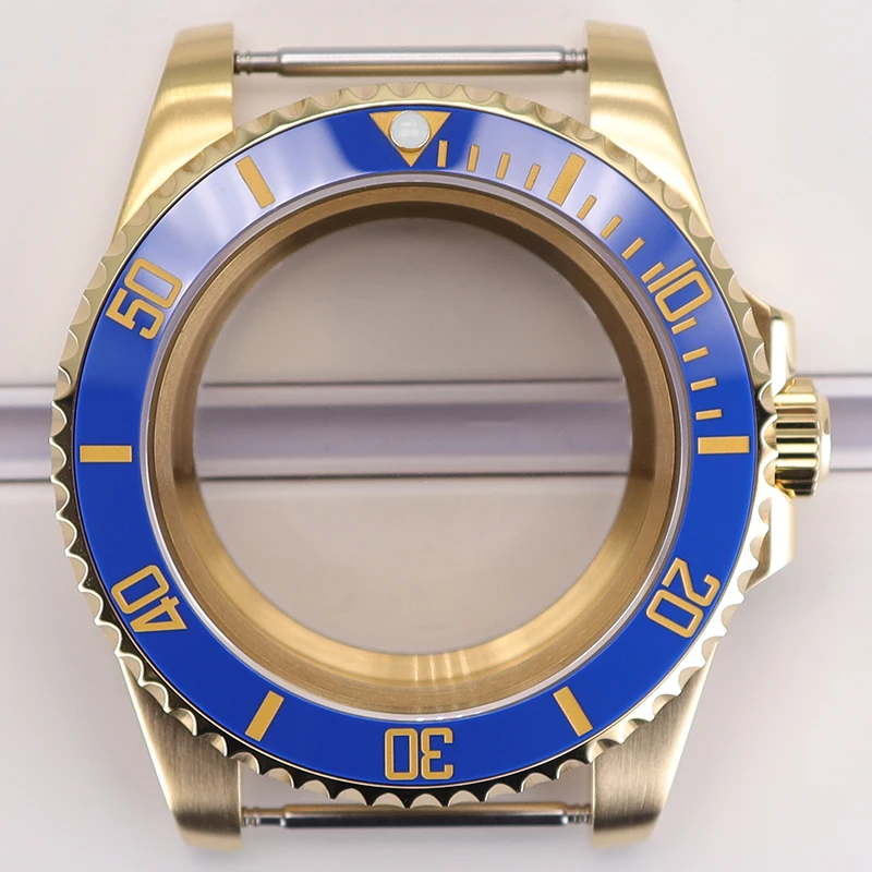 

40mm Diver Case Sapphire Glass 200m Waterproof For NH35 NH36 NH34 ETA 2824 Miyota 8215 Movement 28.5mm dial Gold Watch SUB Case